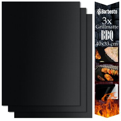 Alfombrillas para barbacoa (juego de 3) 40x33 cm negro xx plástico negro