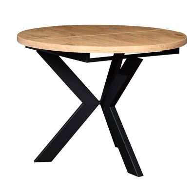 Mesa de comedor redonda extensible Sievoz de roble natural