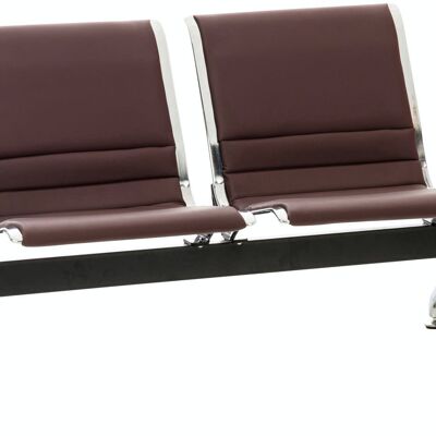 Waiting bench Frankfurt 2-seater brown 70x125x78 brown artificial leather metal
