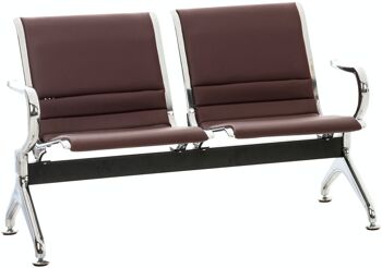 Banc d'attente Frankfurt 2 places marron 70x125x78 cuir artificiel marron métal 1