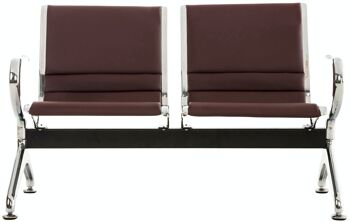 Banc d'attente Frankfurt 2 places marron 70x125x78 cuir artificiel marron métal 2