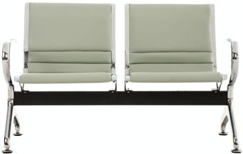 Banc d'attente Frankfurt 2 places Gris 70x125x78 Métal similicuir gris 2