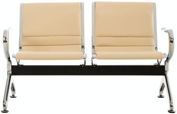 Banc d'attente Frankfurt 2 places crème 70x125x78 crème simili cuir métal 2