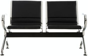 Banc d'attente Frankfurt 2 places noir 70x125x78 cuir artificiel noir métal 2