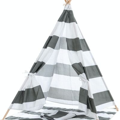 Play tent Esna gray striped 120x120x155 gray striped Material Wood