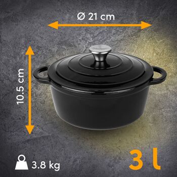 Cocotte Cocotte 3 L noire 21x27x10,5 fonte noire 7