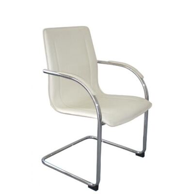 Silla de visita Melina crema 52x56x94 cuero artificial crema Metal cromado