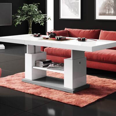 Table basse extensible Brou blanche brillante