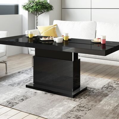 Table basse extensible et réglable en hauteur Brou Noir brillant Noir brillant