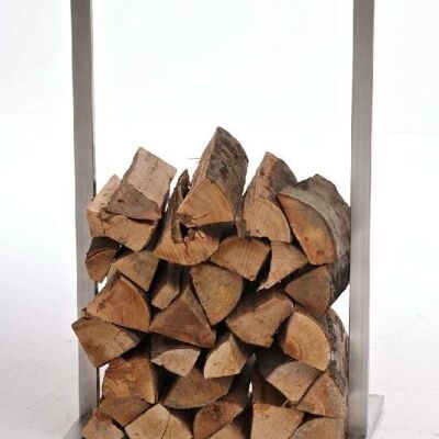 Firewood holder Sidone 60x150 silver 50x60x150 silver metal metal