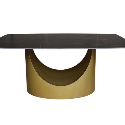 Mailhac Dining Table Black, Marble Look