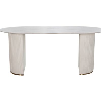 Mesa de comedor Mulsanne blanca, aspecto mármol