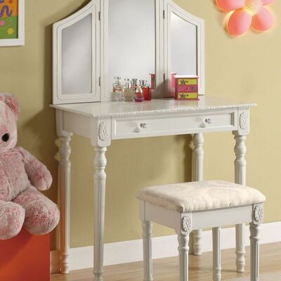 Lexi dressing table with stool white 46.5x82x132.5 white Wood Wood