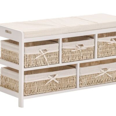 Banc Devin blanc 36x100x55 bois blanc bois