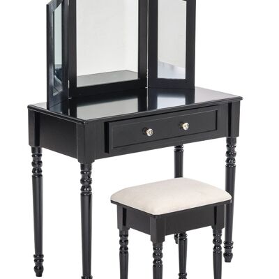 Lexi dressing table with stool black 40x80x126 black Wood Wood