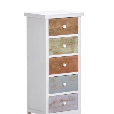 Chest of drawers Bendik with 5 drawers, colored white 28x38x83.5 white Wood Wood