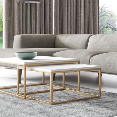 Table basse Cheny dorée et blanche