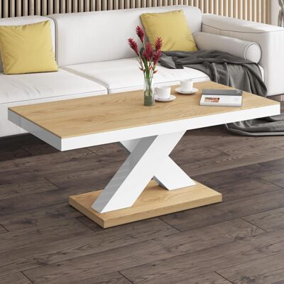 Table basse extensible Moult Noir brillant - Blanc brillant