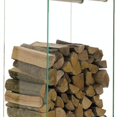 Firewood holder Dacio clear glass 35x60x60 stainless steel 35x60x60 stainless steel Glass metal