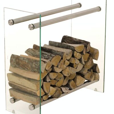 Firewood holder Dacio clear glass 35x80x80 stainless steel 35x80x80 stainless steel Glass metal