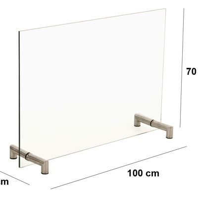 Spark screen Lauri 100x70 Clear glass 30x100x50 Clear glass Glass stainless steel