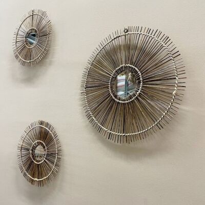 Circle Coconut Mirror; set 2 sizes