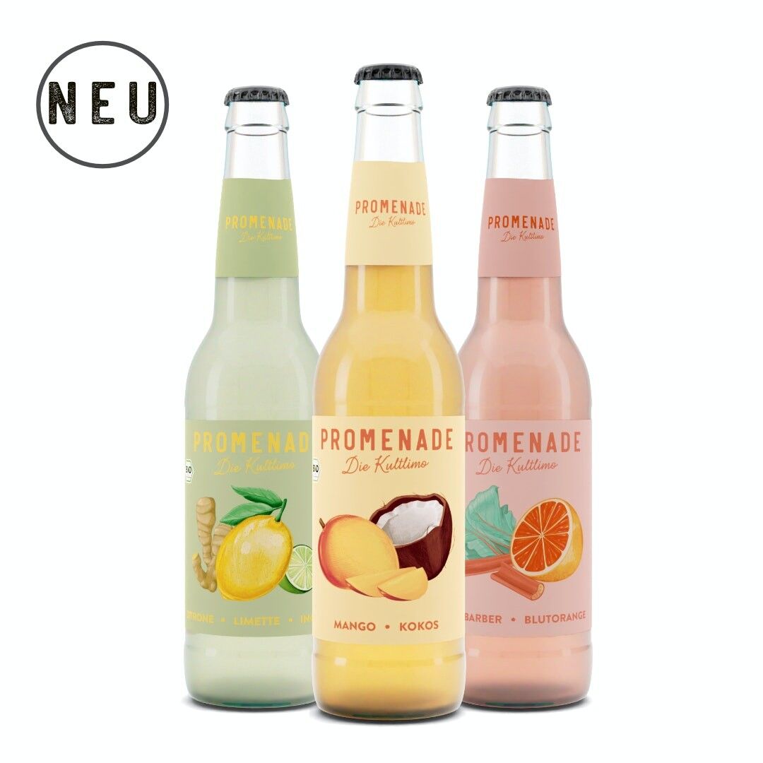 Promenade - 30 bottiglie di limonata biologica / scatola campioni "Tutte le varietà"