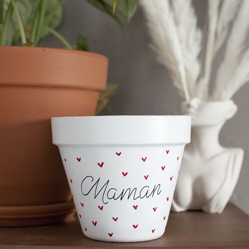 Pot de fleurs / Cache pot en terre cuite : Maman