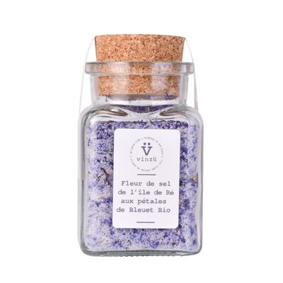 Flor de sal con pétalos de aciano orgánico