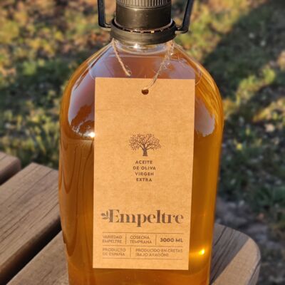 Extra natives Olivenöl der Sorte Empeltre, 3-Liter-Flasche - Matarraña