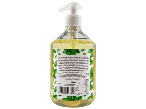 Organic Liquid Castile Soap With Tea Tree And Peppermint, 1 Bottle Of 500ml