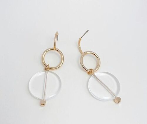 Boucles Oreilles Dormeuse Galet Transparent Acrylique