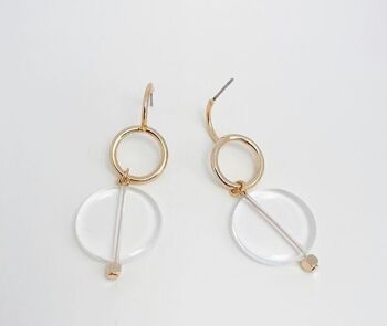 Boucles Oreilles Dormeuse Galet Transparent Acrylique 1