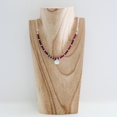 Half-chain, half-natural faceted pearl necklace