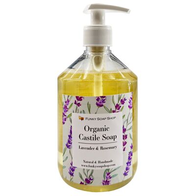 Organic Liquid Castile Soap With Lavender And Rosemary, 1 Bottle Of 500ml