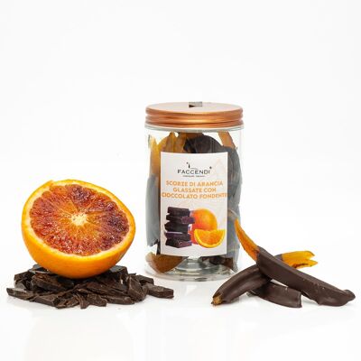 Mit dunkler Schokolade glasierte Orangenschale 60%