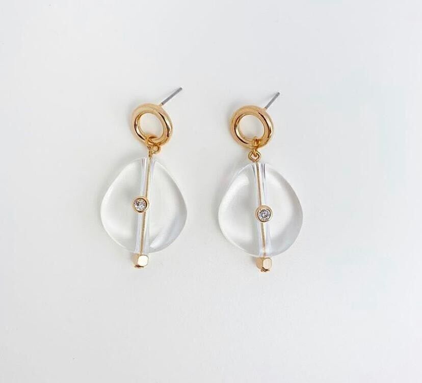 Orecchini Strass Sasso Trasparente in Ottone, Oro e Oro fino