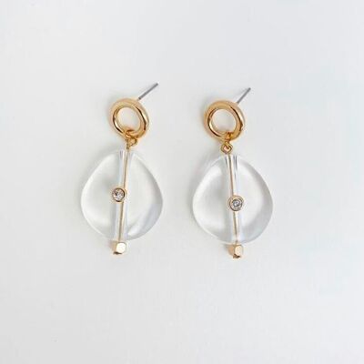 Transparent Pebble Strass Earrings in Brass, Golden and Fine Gold