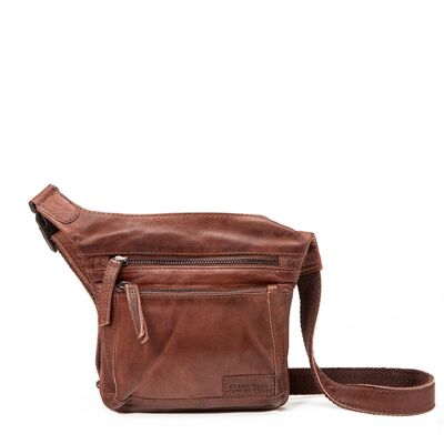 Belt bag in brown washed leather