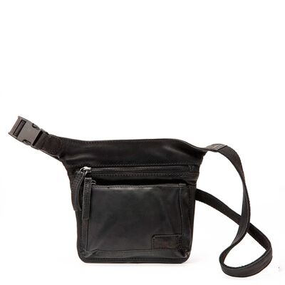 Belt bag in black washed leather