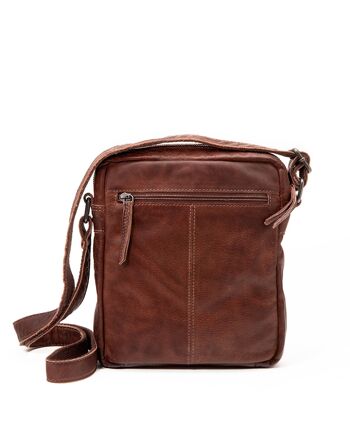 Sac porté épaule en cuir lavé marron Tablet 2