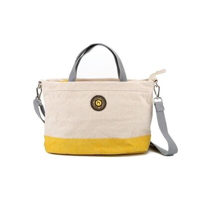 Women's Stamp shoulder bag in yellow washed canvas