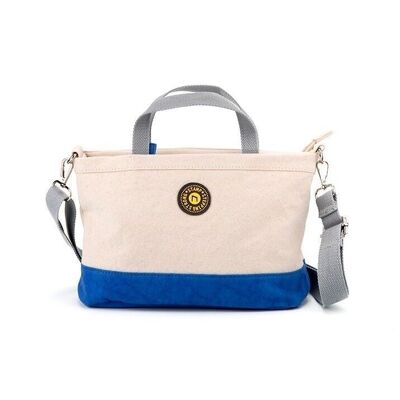 Women's Stamp shoulder bag in blue washed canvas