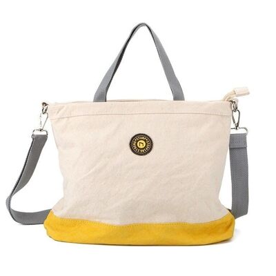 Stamp women's bag in yellow washed canvas