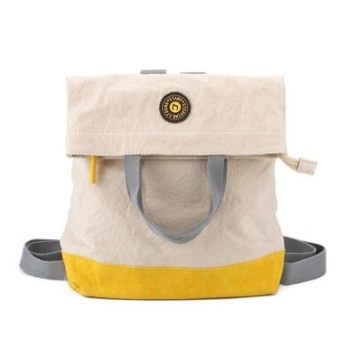 Women's Stamp anti-theft backpack in yellow washed canvas