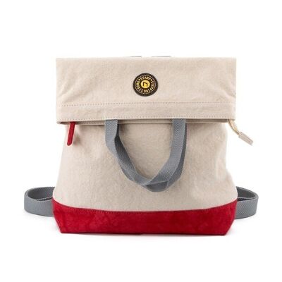 Women's Stamp anti-theft backpack in red washed canvas