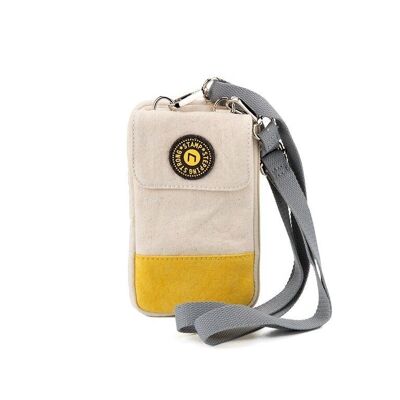 Borsa portacellulare Stamp da donna in canvas lavato giallo