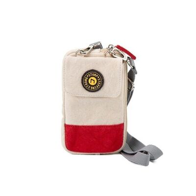 Borsa portacellulare Stamp da donna in tela lavata rossa