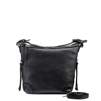 Bolso en piel lavada de mujer color negro Stamp