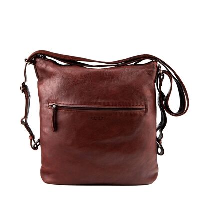 Convertible backpack bag in brown washed leather